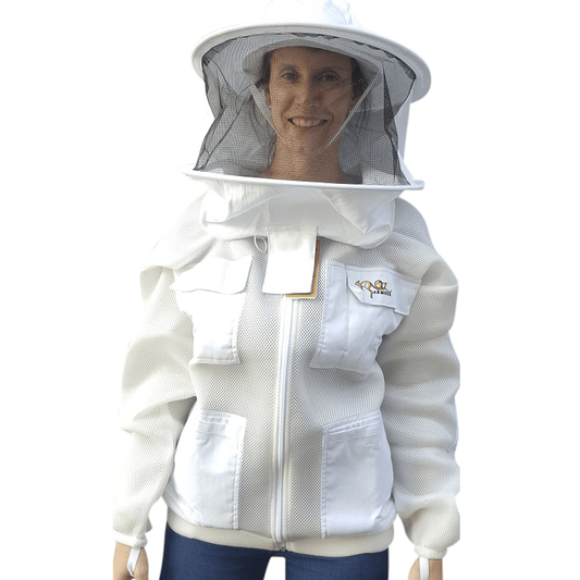 OZ ARMOUR Double Layer Mesh Ventilated Beekeeping Jacket With Round Hat Veil