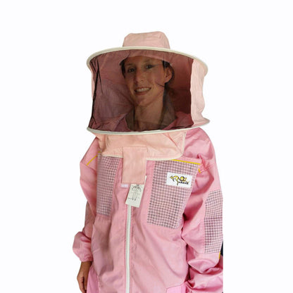 OZ ARMOUR Pink Poly Cotton Semi Ventilated  Beekeeping Suit With Round Hat Veil
