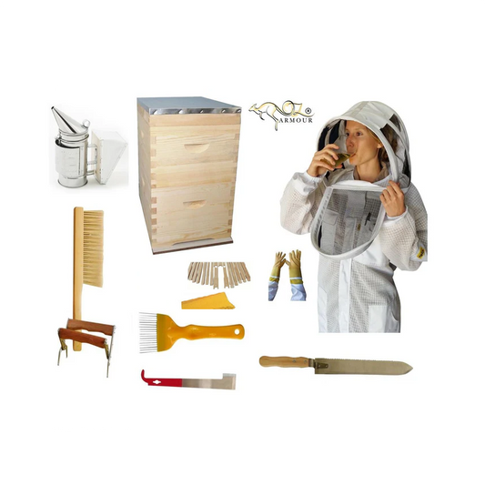 Beekeeping Starter Kit 3 New Zealand Pine Beehive Tools & 3 Layer Mesh Suit