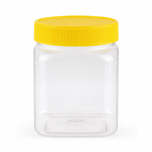 250 Grams 200 ml Square Plastic Honey Container PET with Yellow Lid