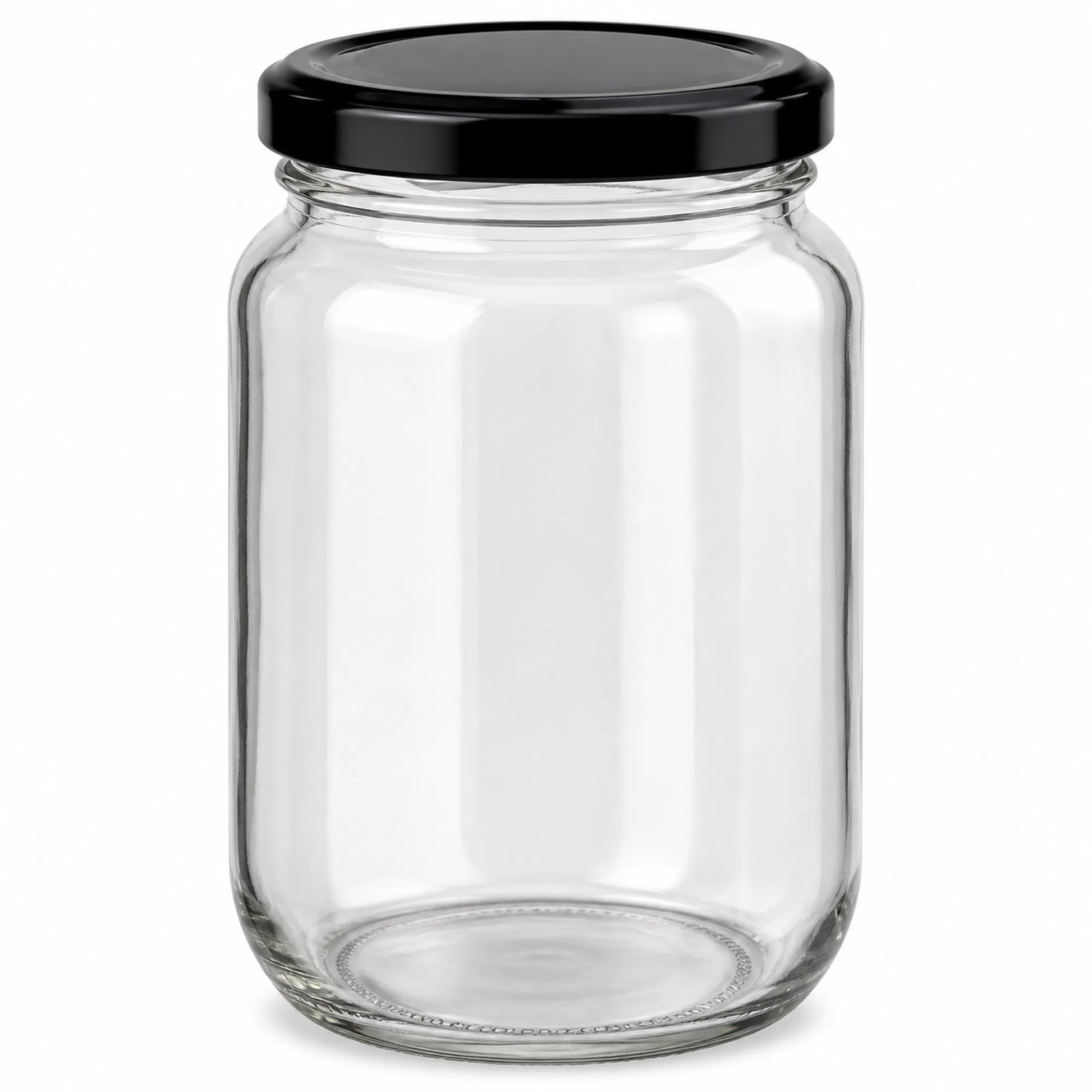 250 ml Round Glass Jars with Black Lids