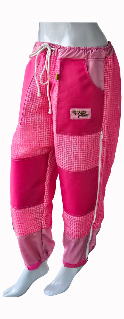 OZ ARMOUR Pink 3 Layer Mesh Ventilated Beekeeping Trousers For Big & Short or Big & Tall