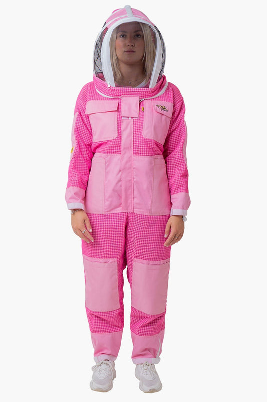 3 Layer Mesh Pink Beekeeping Suit With Fencing Veil -  Woman Wear