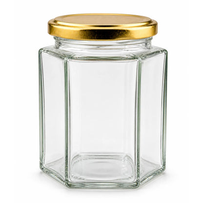 300ml Honeycomb Pattern Gold Lids glass jars