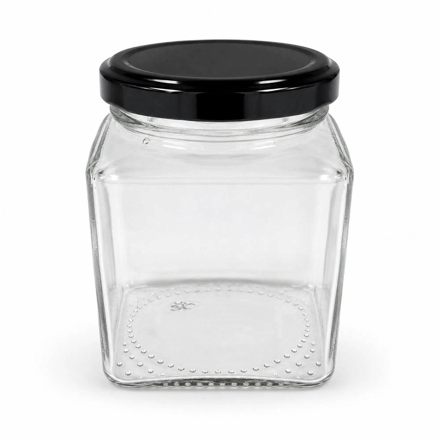 300 ml Square Glass Jars With Black Lids