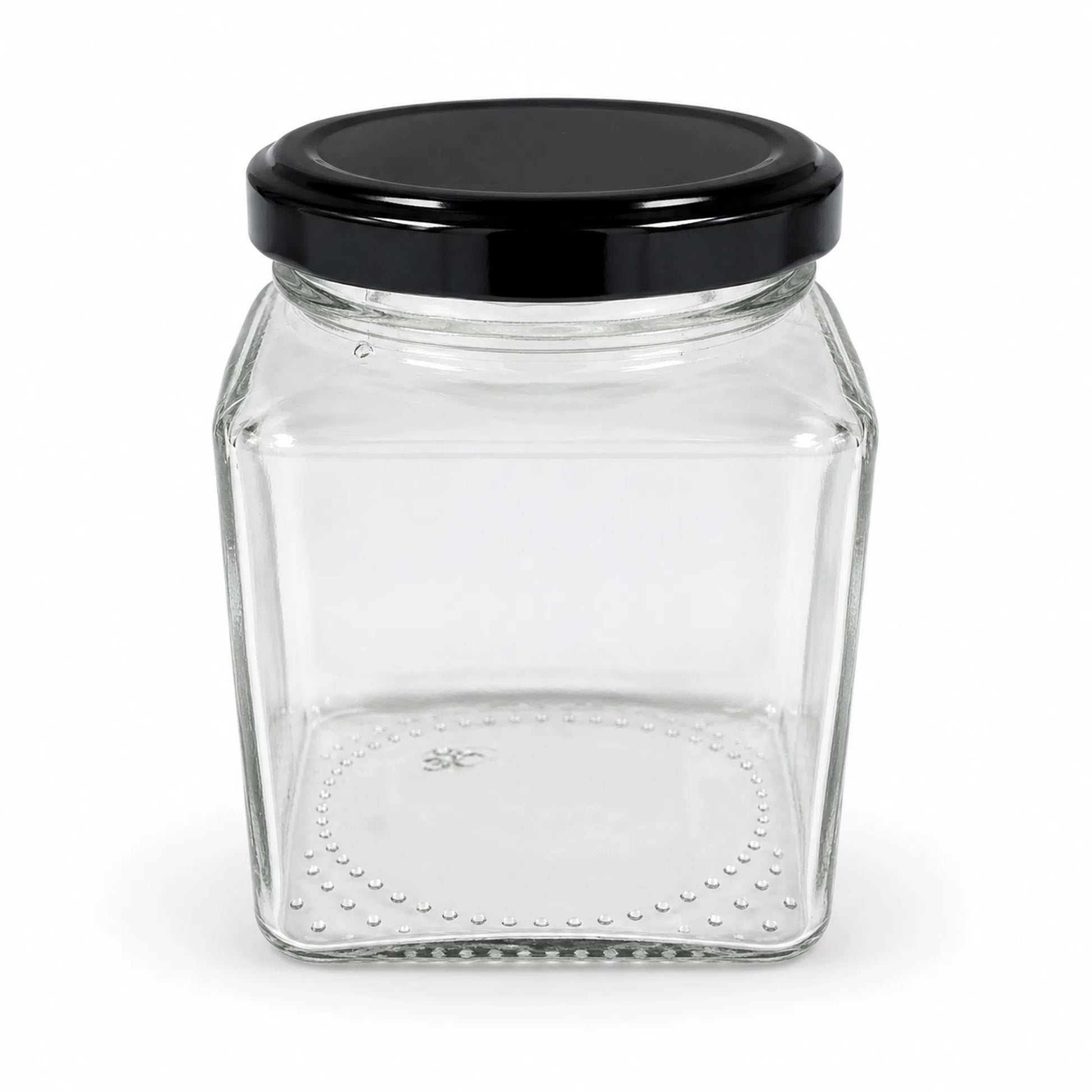 300 ml Square Glass Jars With Black Lids