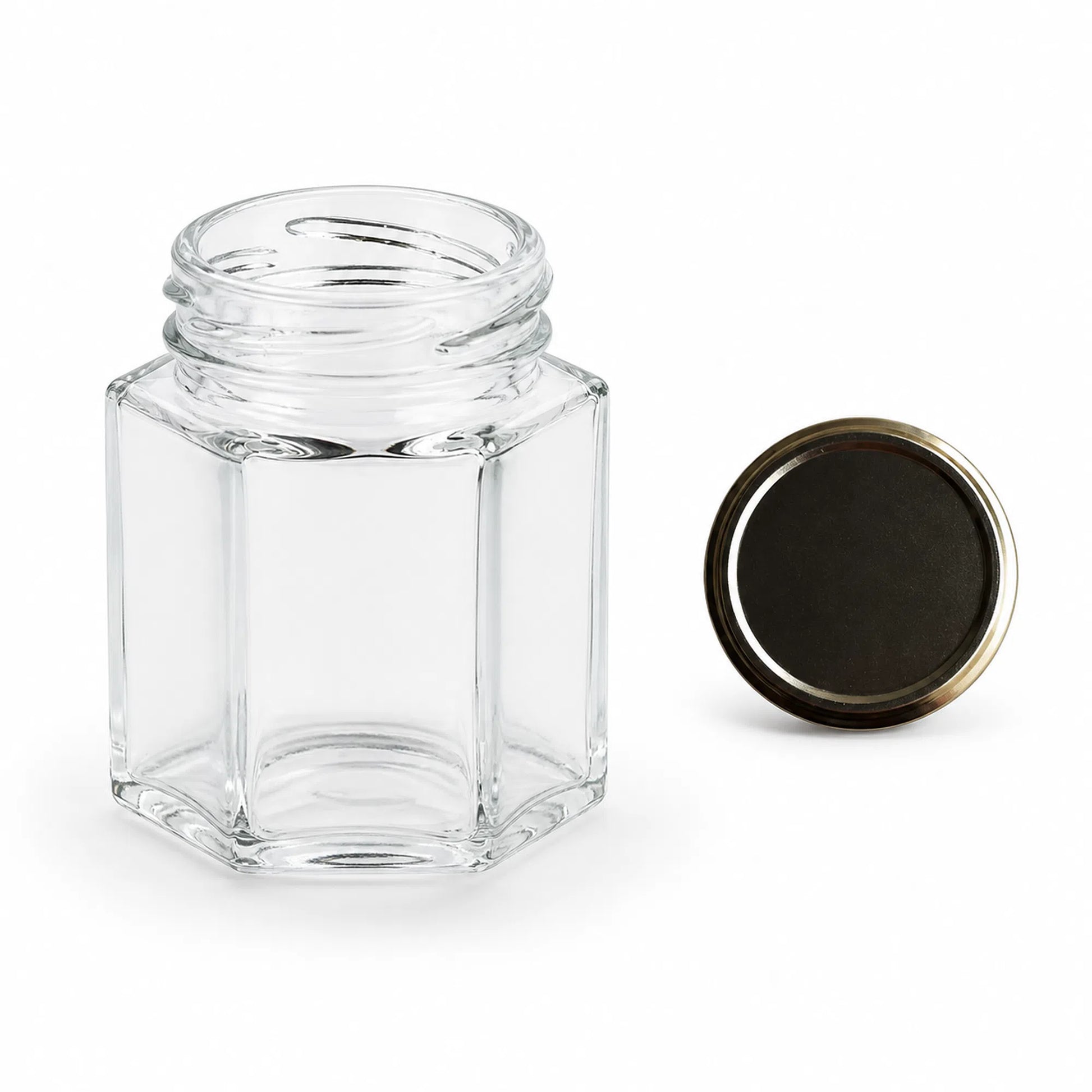 380 Ml Hexagonal Glass Jars Honey Containers Gold Lids - Beekeeping Gear