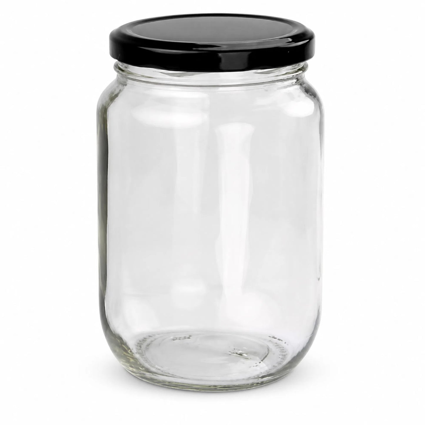 375 ml Round Glass Jars with White/Black/Honeycomb Pattern Lids – Side View