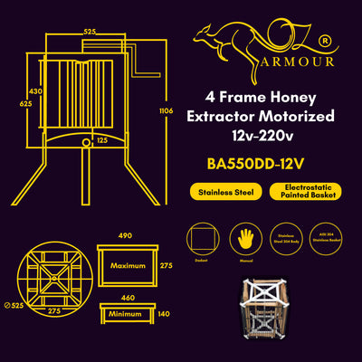 OZ ARMOUR 4 Frames Manual Honey Extractor