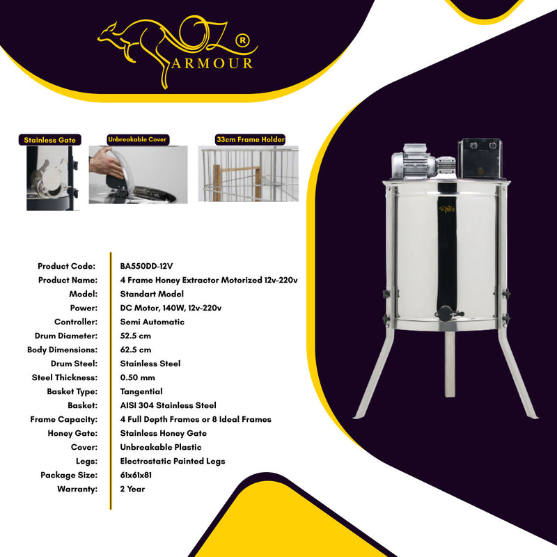 OZ ARMOUR 4 Frames Electric Honey Extractor