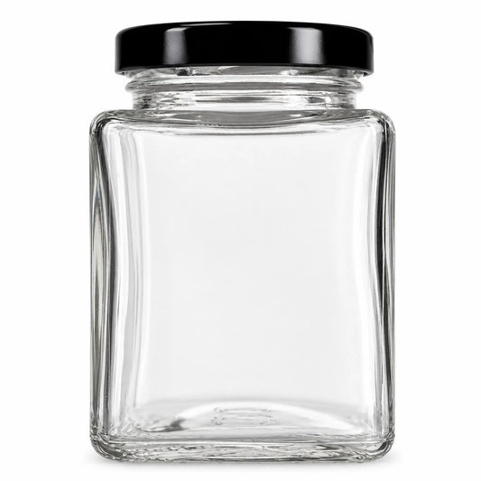 500 ml Square Glass Jars Honey Containers Black QTY 9