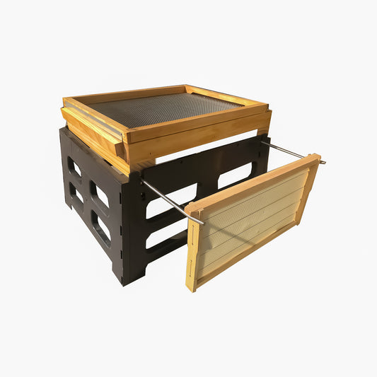 Mesh Bottom Board With Beetle Trap and Beehive Stand with Frame Holder