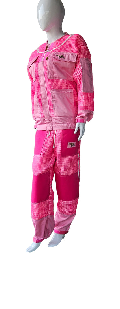 Pink Beekeeping Jacket & Trousers Pants Set 3 Layer Mesh Costume