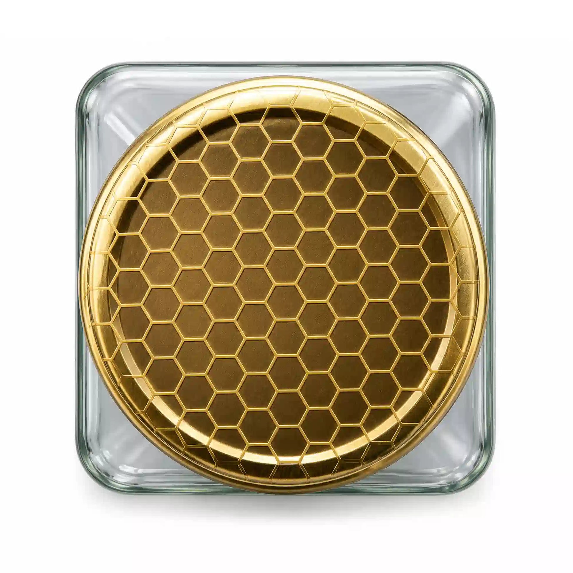 Honeycomb pattern lids close up view