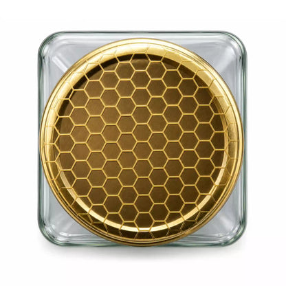 Honeycomb pattern lids close up view