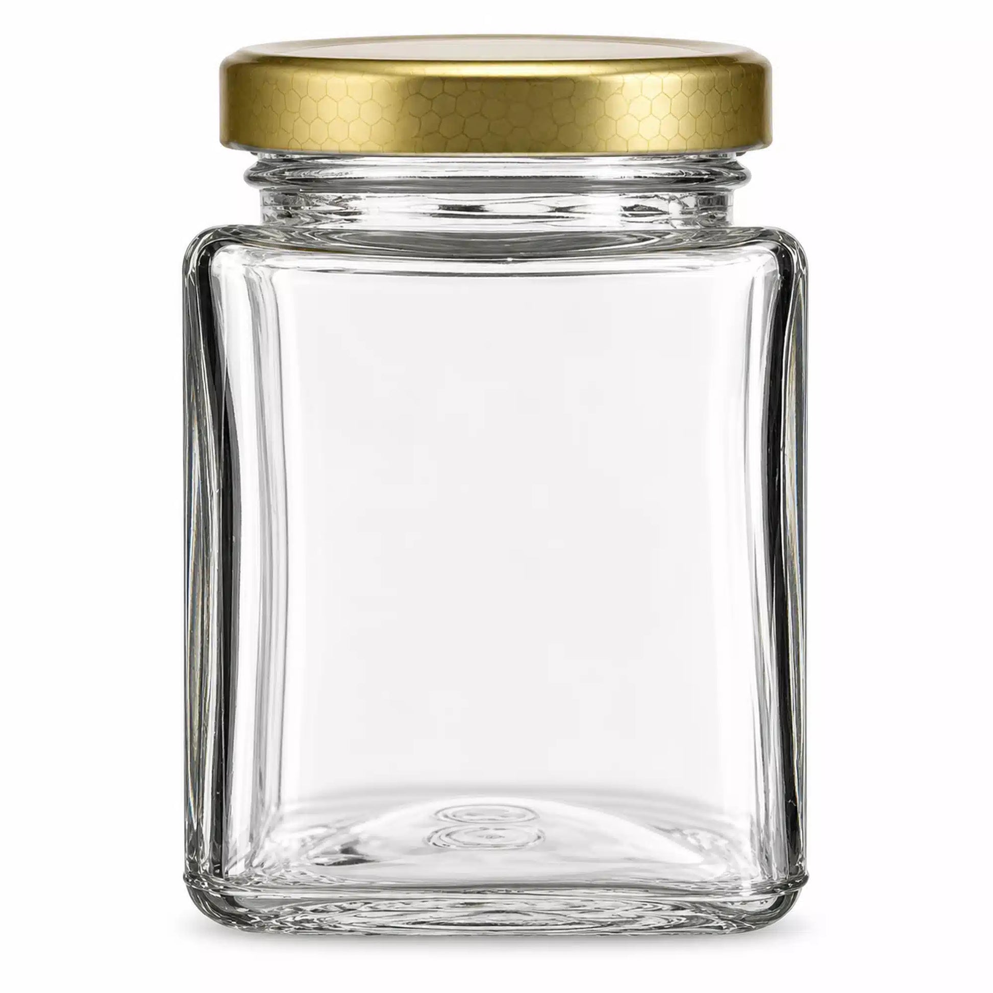 750 ml/ 1 KG Square Glass Jars Honey Containers With Gold & Black Lids