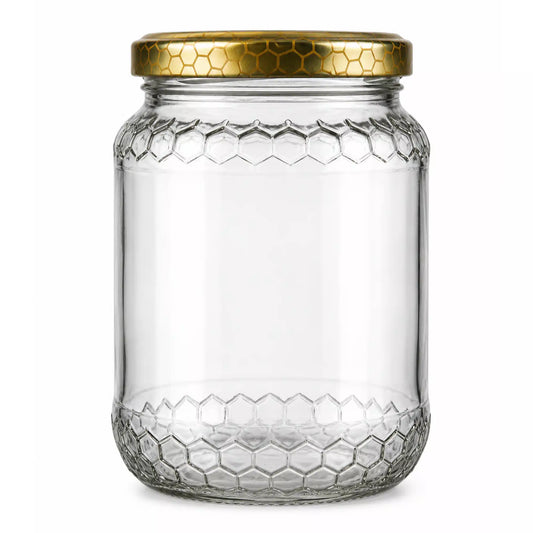 375 ml Round Honeycomb Pattern Glass Jars 24 Pack