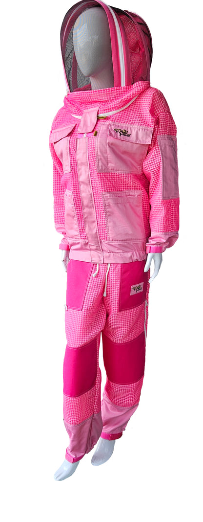 Pink Beekeeping Jacket & Trousers Pants Set 3 Layer Mesh Costume