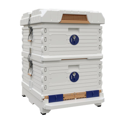 APIMAYE 10-Frame Beehive Kit with Brood Box and Deep Super in Blue.