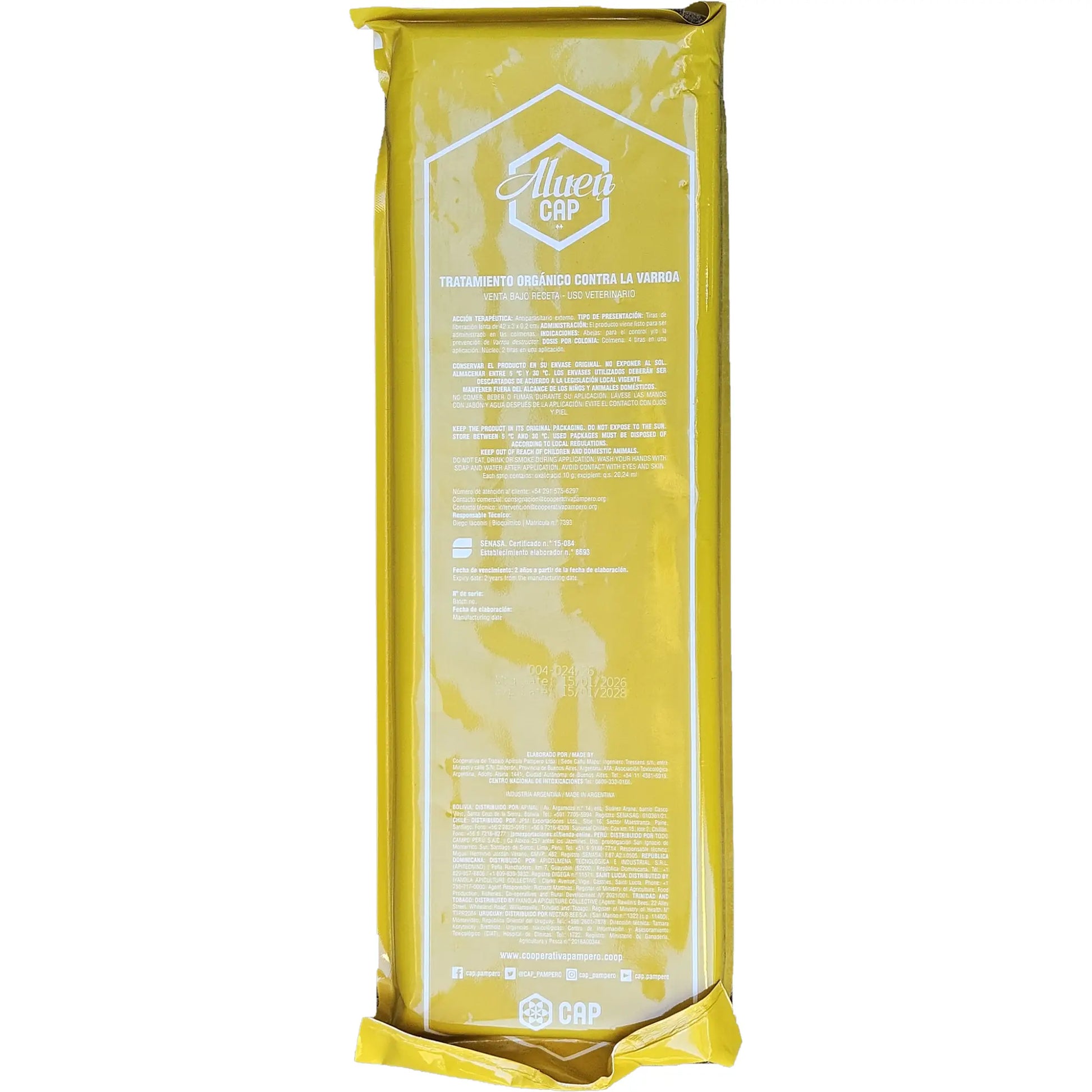 Aluen CAP oxalic acid strip packaging for beekeeping pest control