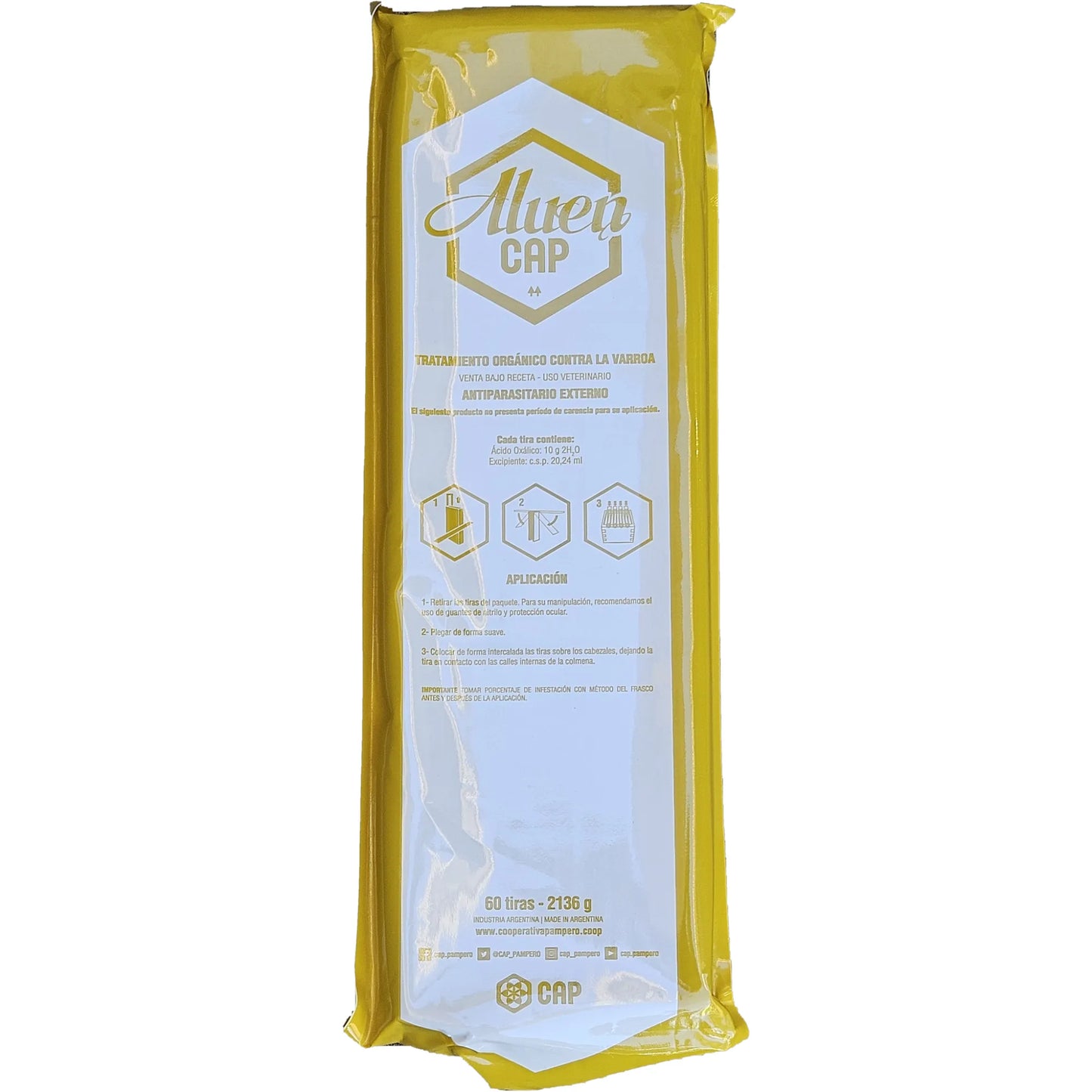 Aluen CAP oxalic acid strips pack for varroa mite treatment in beehives