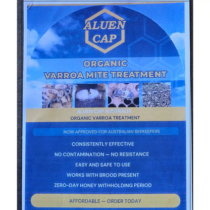 Aluen CAP product information panel for oxalic acid varroa treatment
