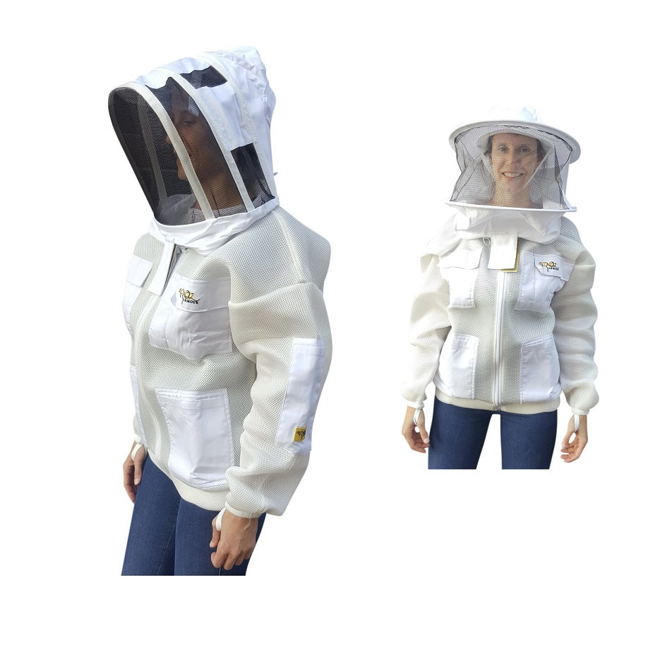 SALE  OZ ARMOUR Double Layer Mesh Ventilated Beekeeping Jacket With Round Hat Veil