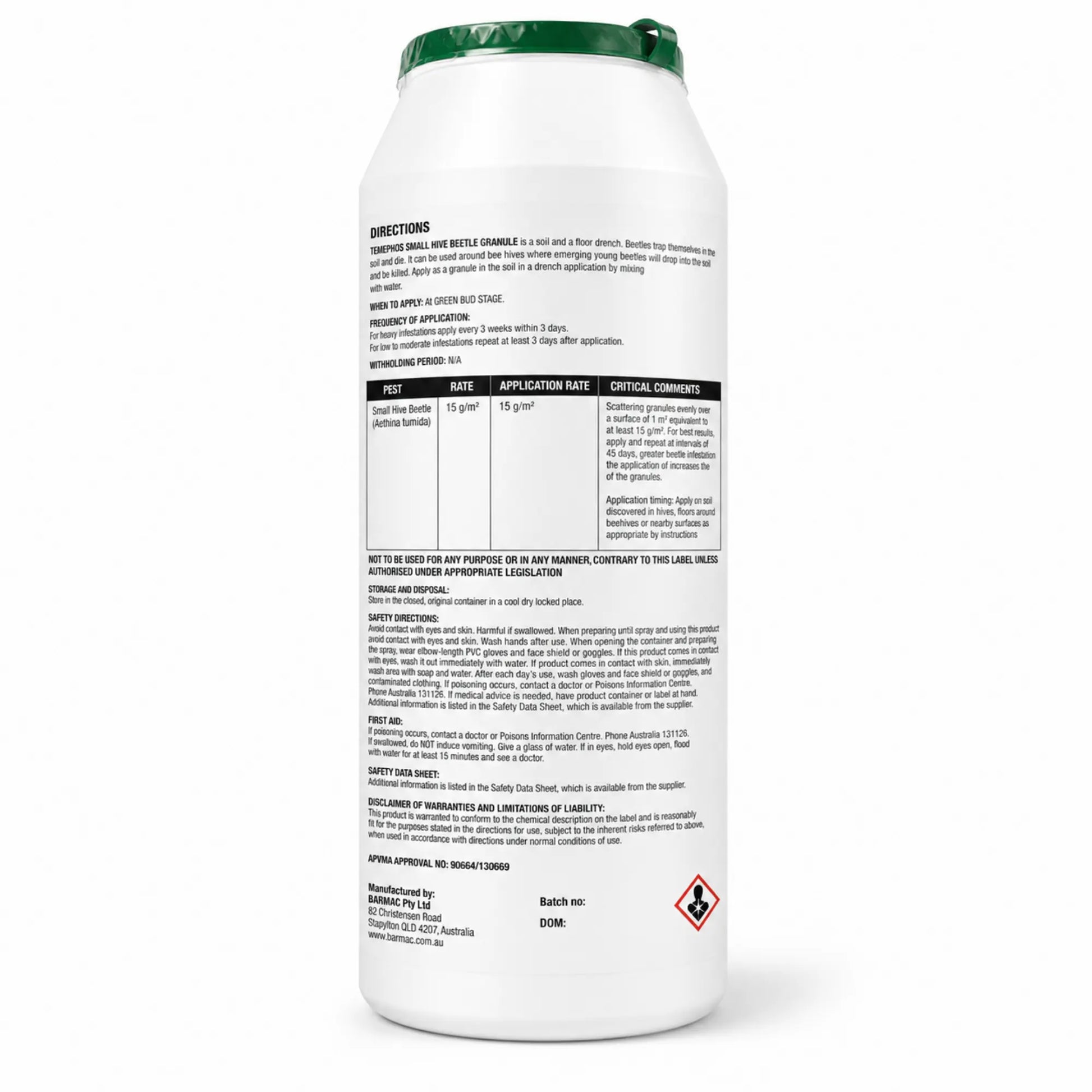Temephos Small Hive Beetle Granule 750g – Side View