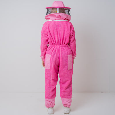 PINK OZ ARMOUR 3 Layer Mesh Ventilated Beekeeping Suit With Round Hat Veil