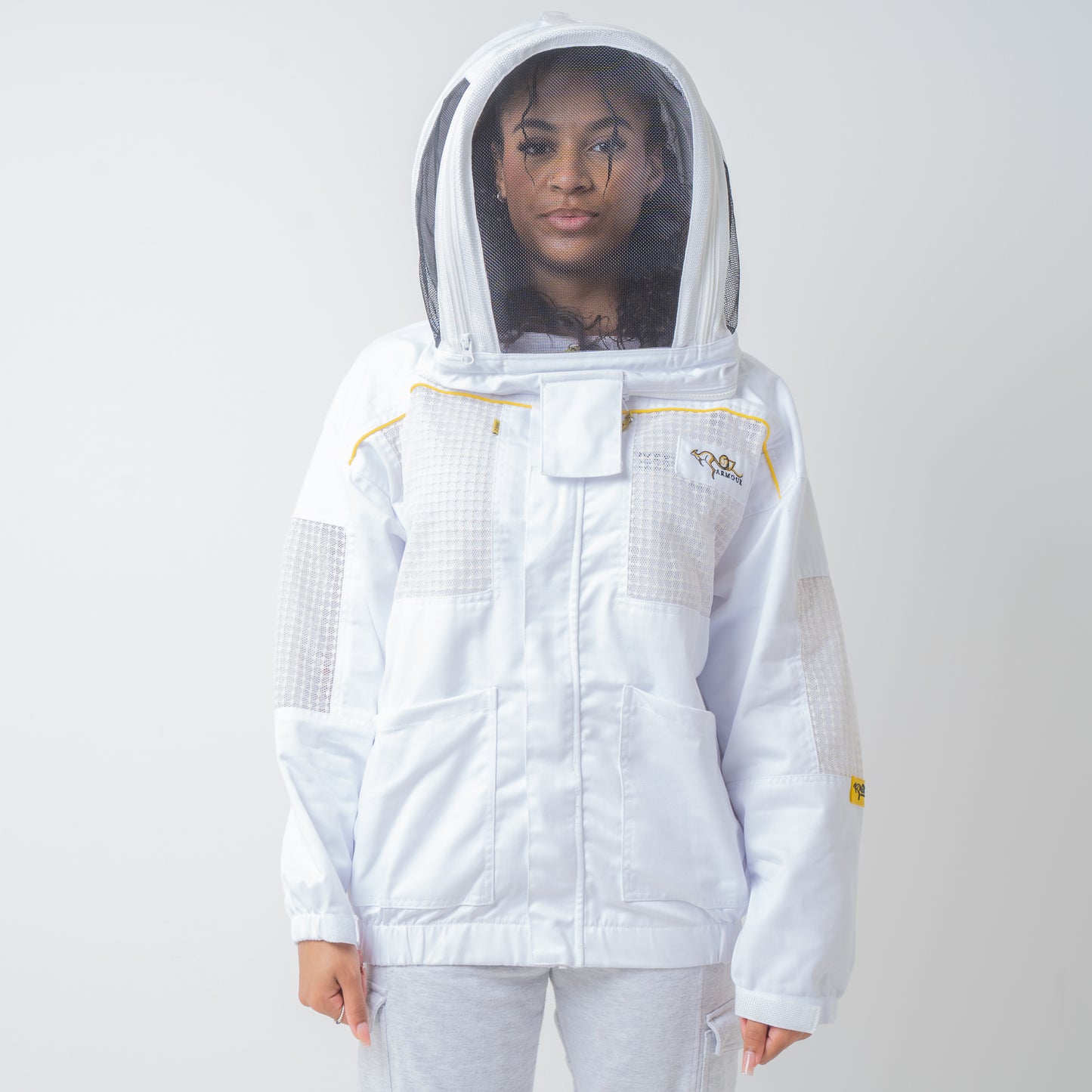 OZ ARMOUR Poly Cotton Semi Ventilated Beekeeping Jacket With Fencing Veil