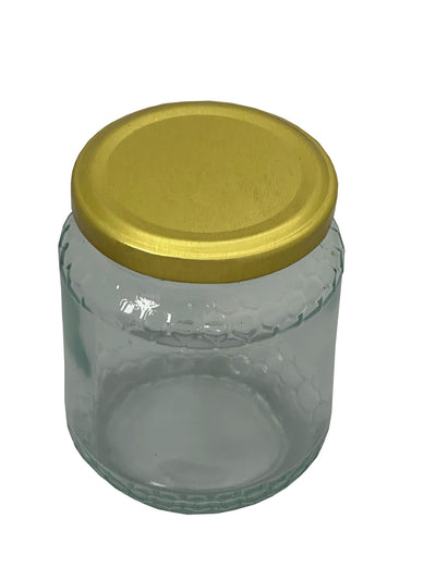 Elegant Glass Jar with Honeycomb Pattern, 380ml Capacity