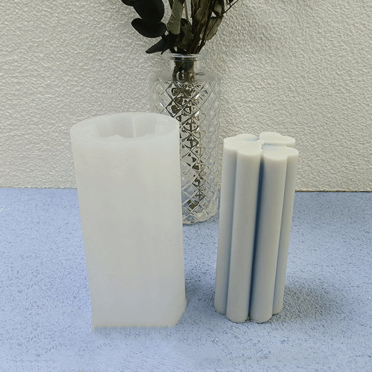 Flower Cylinder Silicone Candle Mould close up view