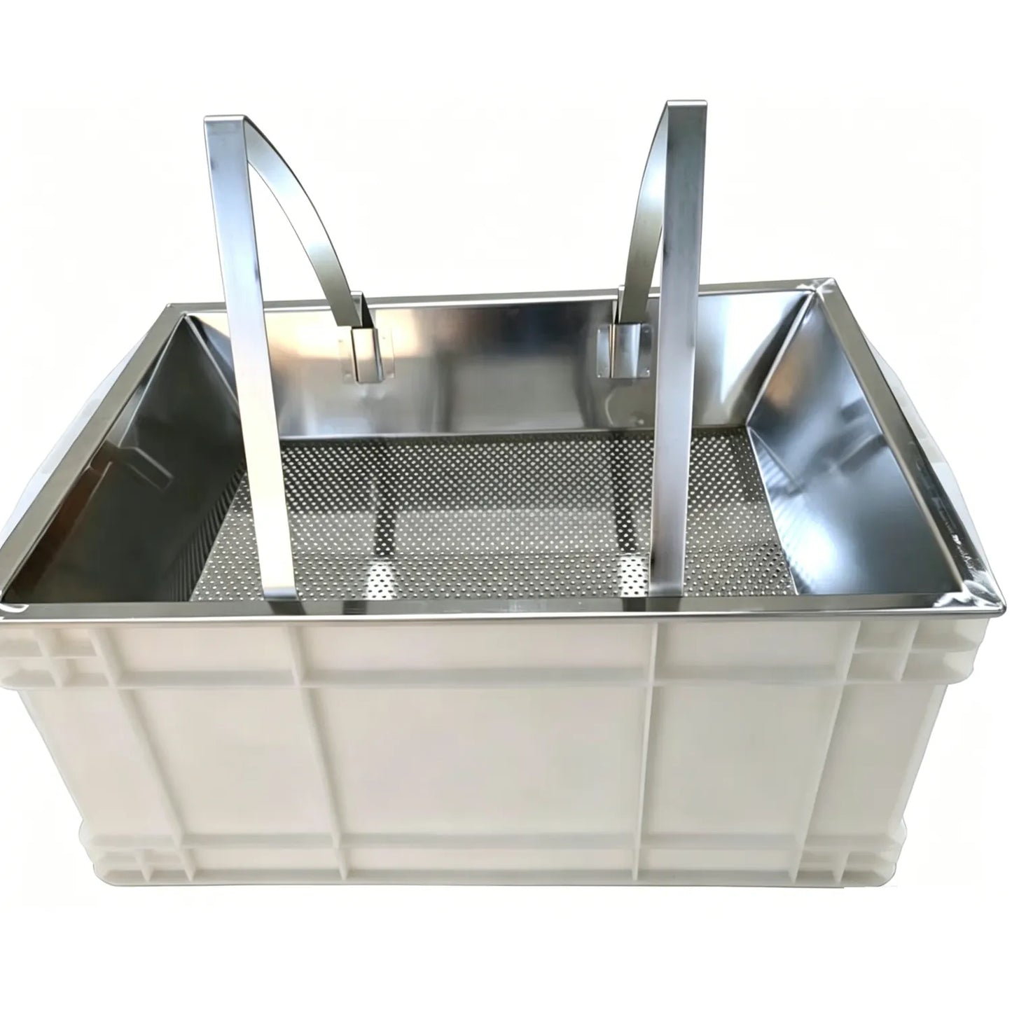 Beekeeper uncapping tank with food-grade plastic tub and built-in honey gate