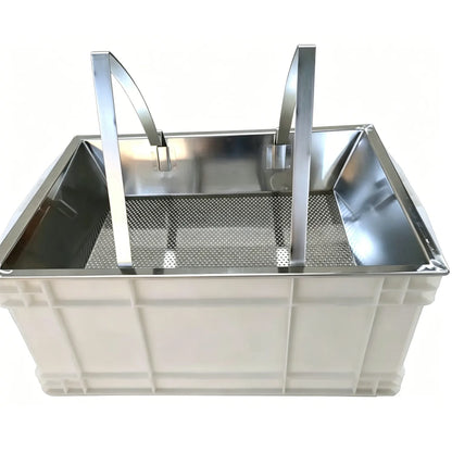 Beekeeper uncapping tank with food-grade plastic tub and built-in honey gate