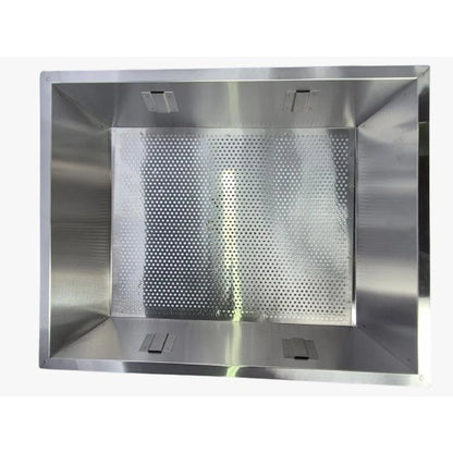 Side view of honey uncapping station showing detachable grating supports and honey gate valve
