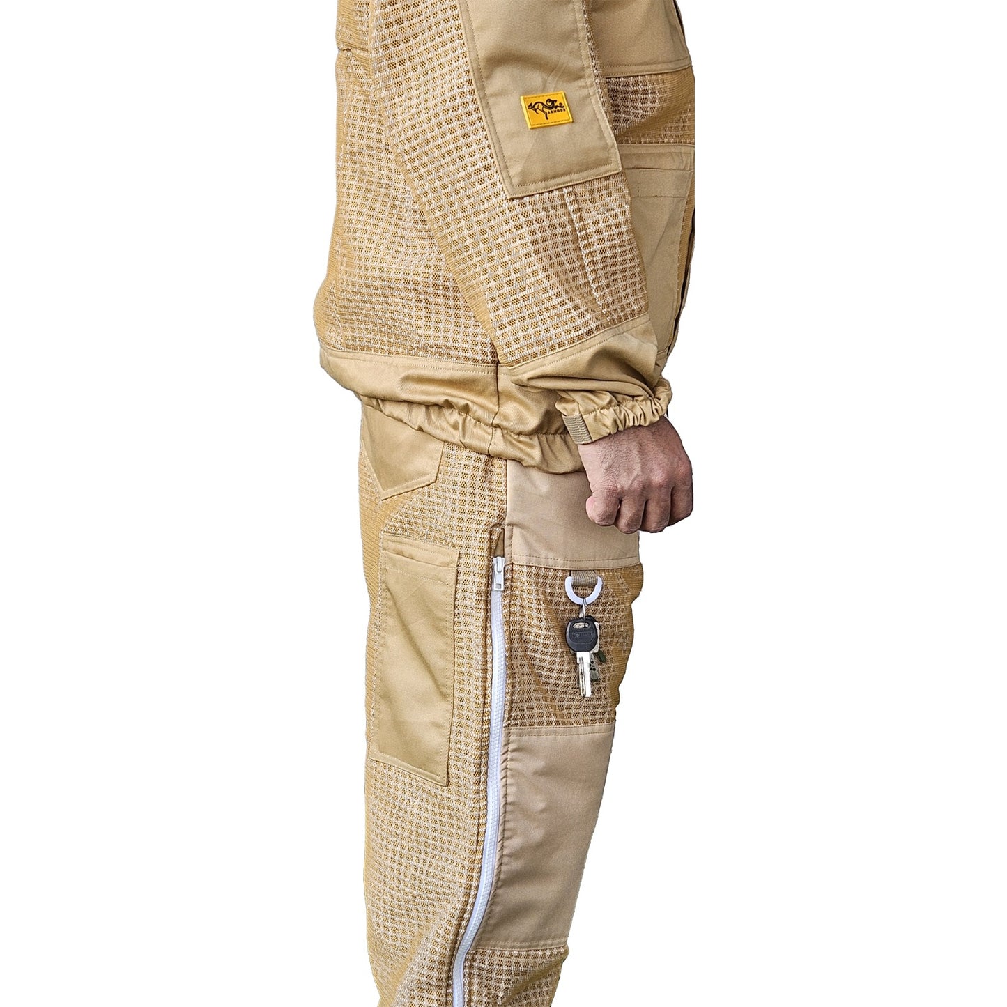 OZ ARMOUR Khaki 3 Layer Mesh Ventilated Beekeeping Trousers For Big & Short or Big & Tall