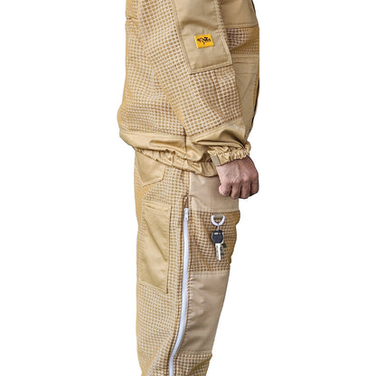 OZ ARMOUR Khaki 3 Layer Mesh Ventilated Beekeeping Trousers For Big & Short or Big & Tall