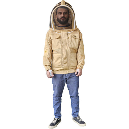 OZ ARMOUR Khaki 3 Layer Mesh Ventilated Beekeeping Jacket With Fencing Veil