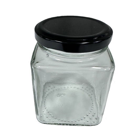 300 ml Square Glass Jars With Black Lids