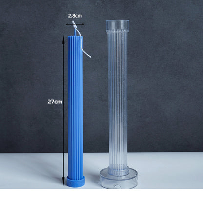 Size chart of tall blue and white silicone candle moulds
