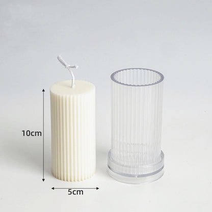 Finished cream pillar candle with transparent silicone candle mould