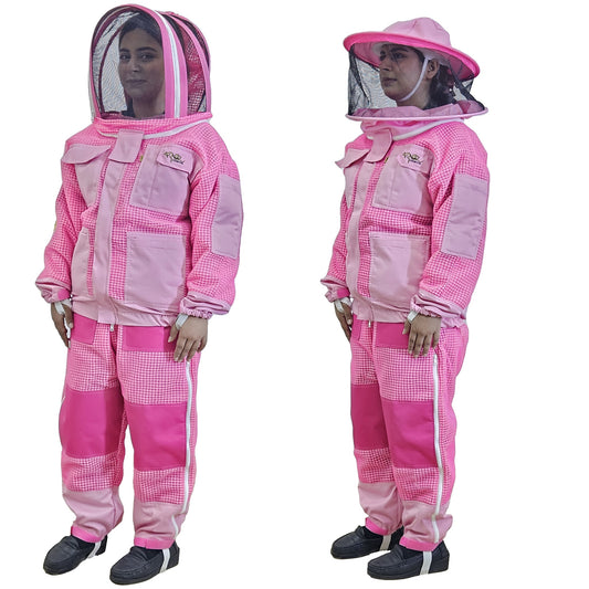 Pink Beekeeping Jacket & Trousers Pants Set 3 Layer Mesh Toilet Friendly easy to wear