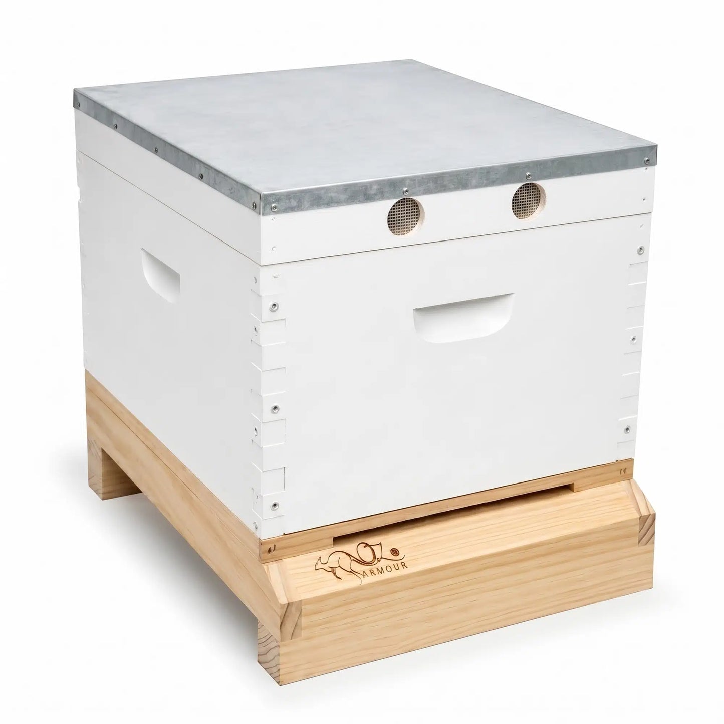 OZ ARMOUR Painted Brood Box — Wax-Dipped Mesh Bottom Board