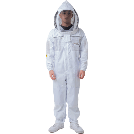 POLY COTTON SEMI VENTILATED BEEKEEPING SUIT WITH FENCING VEIL