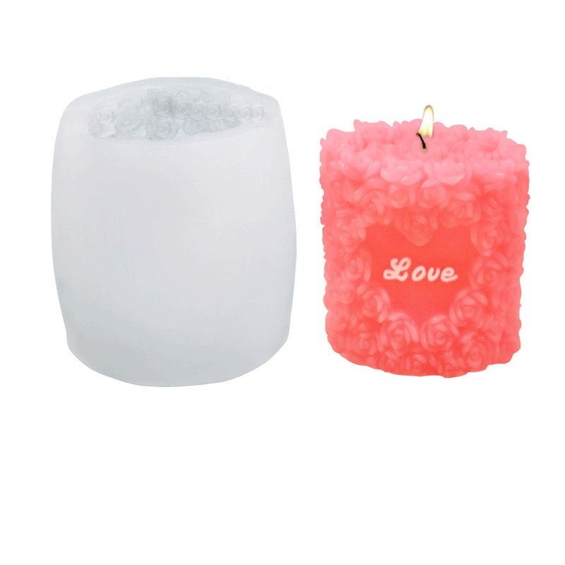 Rose Heart Silicone Candle Mould 