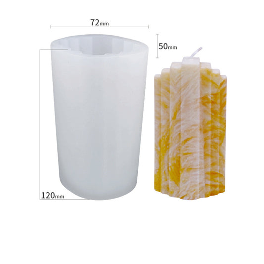 120 mm stripped pillar candle mould with white silicone mould and decorative striped pillar candle
