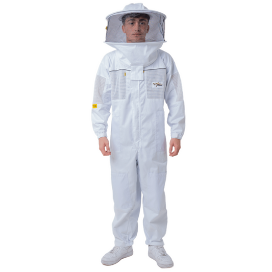 OZ ARMOUR Poly Cotton Semi Ventilated Beekeeping Jacket With Round Hat Veil