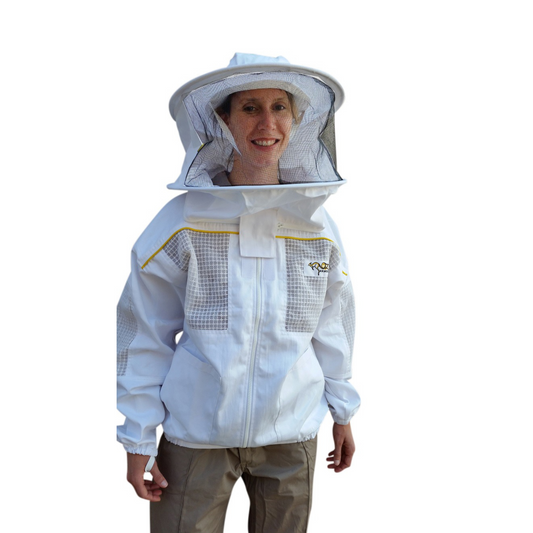 OZ ARMOUR Poly Cotton Semi Ventilated Beekeeping Jacket With Round Hat Veil