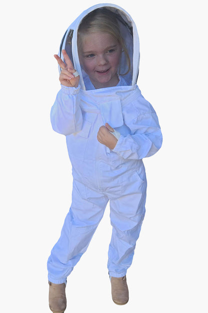 White Poly Cotton Children's Beekeeping Suits With Fencing Veil