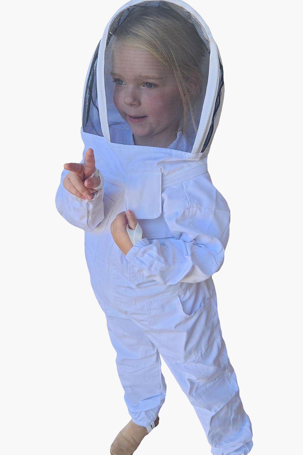 White Poly Cotton Children's Beekeeping Suits With Fencing Veil